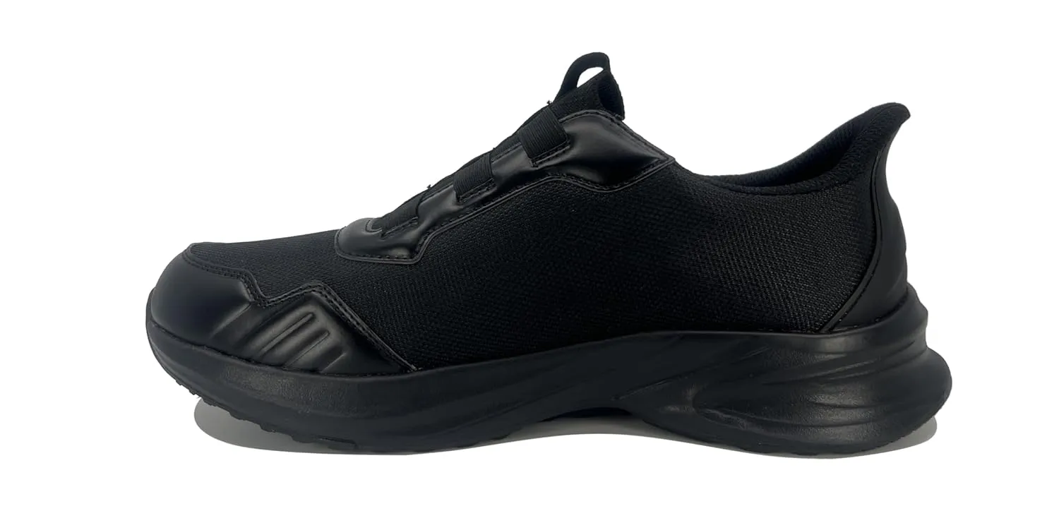 Jambu Men's Dash Easy-Wear Slip-On, Soft Knit and Nubuck Construction, Removable Relax Foam Insoles, Comfort Rocker Bottom, Black/Black, 10.5