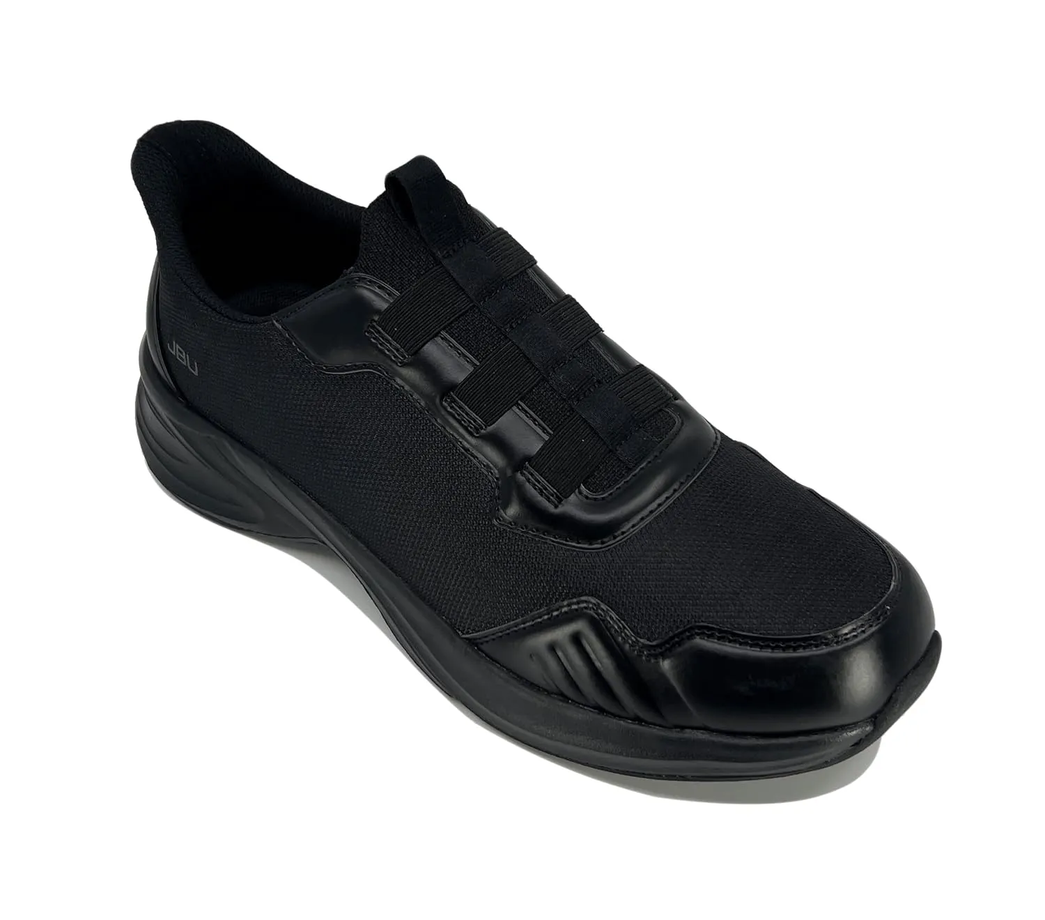 Jambu Men's Dash Easy-Wear Slip-On, Soft Knit and Nubuck Construction, Removable Relax Foam Insoles, Comfort Rocker Bottom, Black/Black, 10.5
