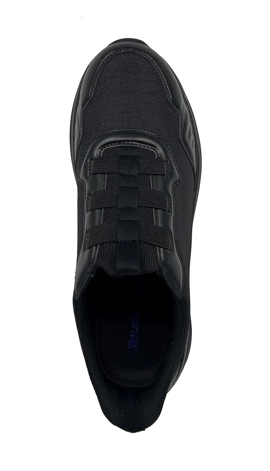 Jambu Men's Dash Easy-Wear Slip-On, Soft Knit and Nubuck Construction, Removable Relax Foam Insoles, Comfort Rocker Bottom, Black/Black, 10.5