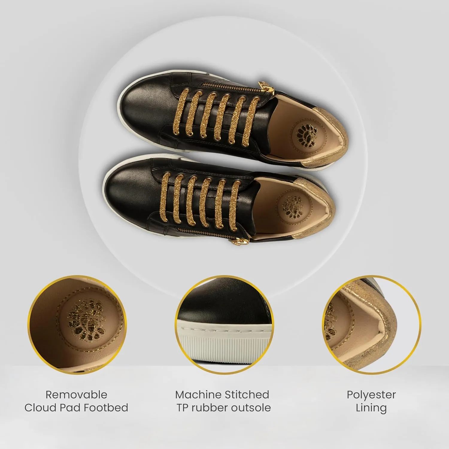 JATAREA Women's Fashion Sneakers – Genuine Leather Casual Shoes, Comfortable Cushioned Insole, TPR Rubber - Ethylene Vinyl Sole, Stylish Lifestyle, Lightweight & Durable Travel Sneakers