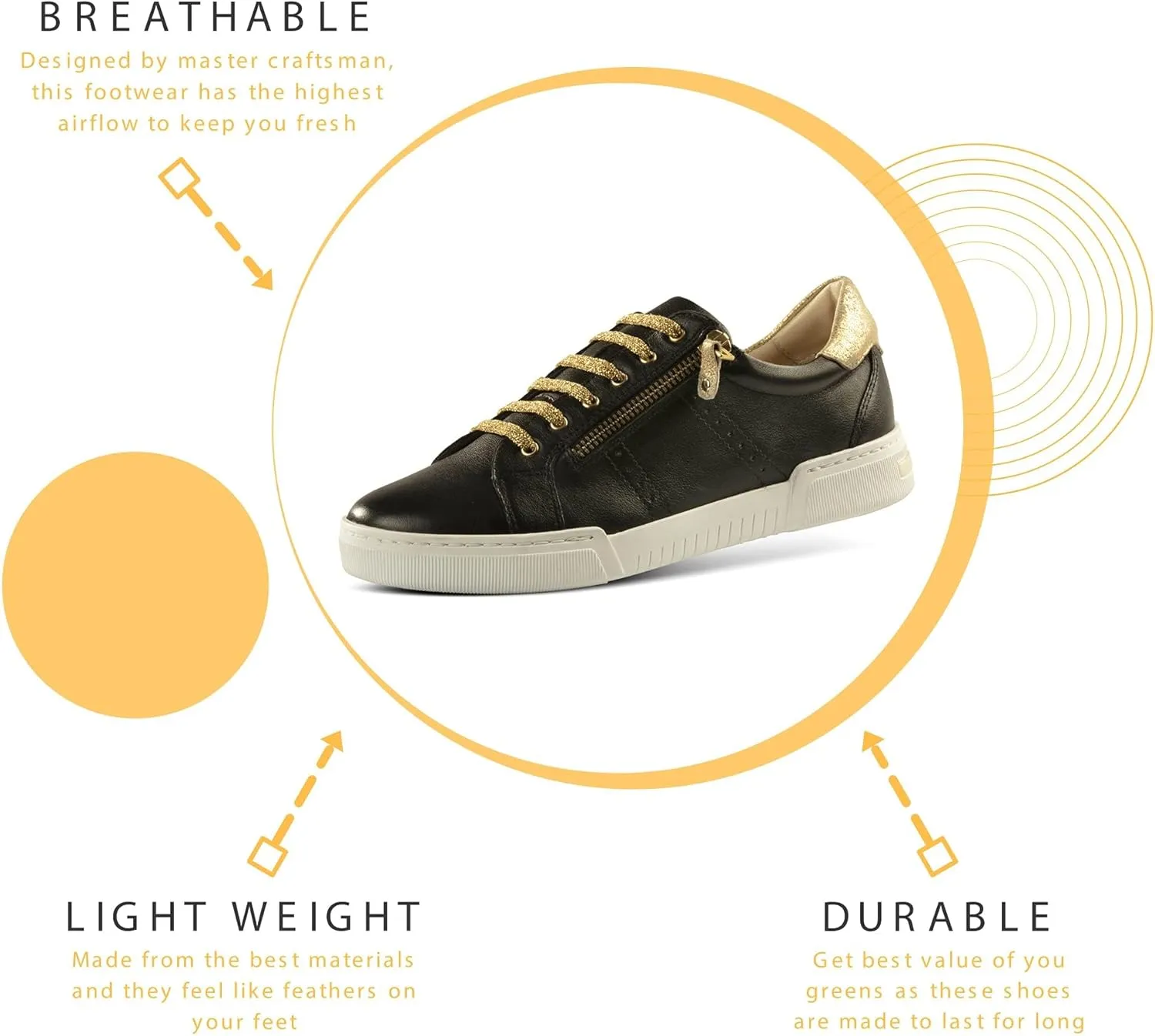 JATAREA Women's Fashion Sneakers – Genuine Leather Casual Shoes, Comfortable Cushioned Insole, TPR Rubber - Ethylene Vinyl Sole, Stylish Lifestyle, Lightweight & Durable Travel Sneakers