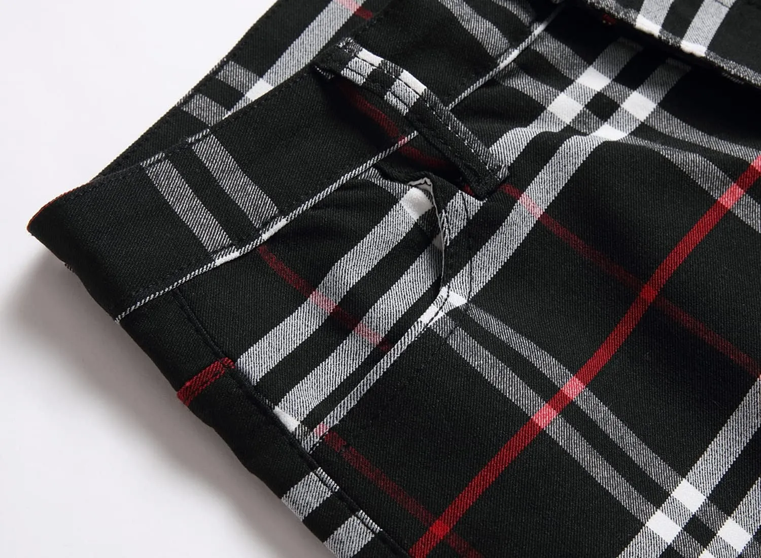 JE&NS Men's Stretch Slim Fit Flat-Front Casual Skinny Chinos Plaid Dress Pants