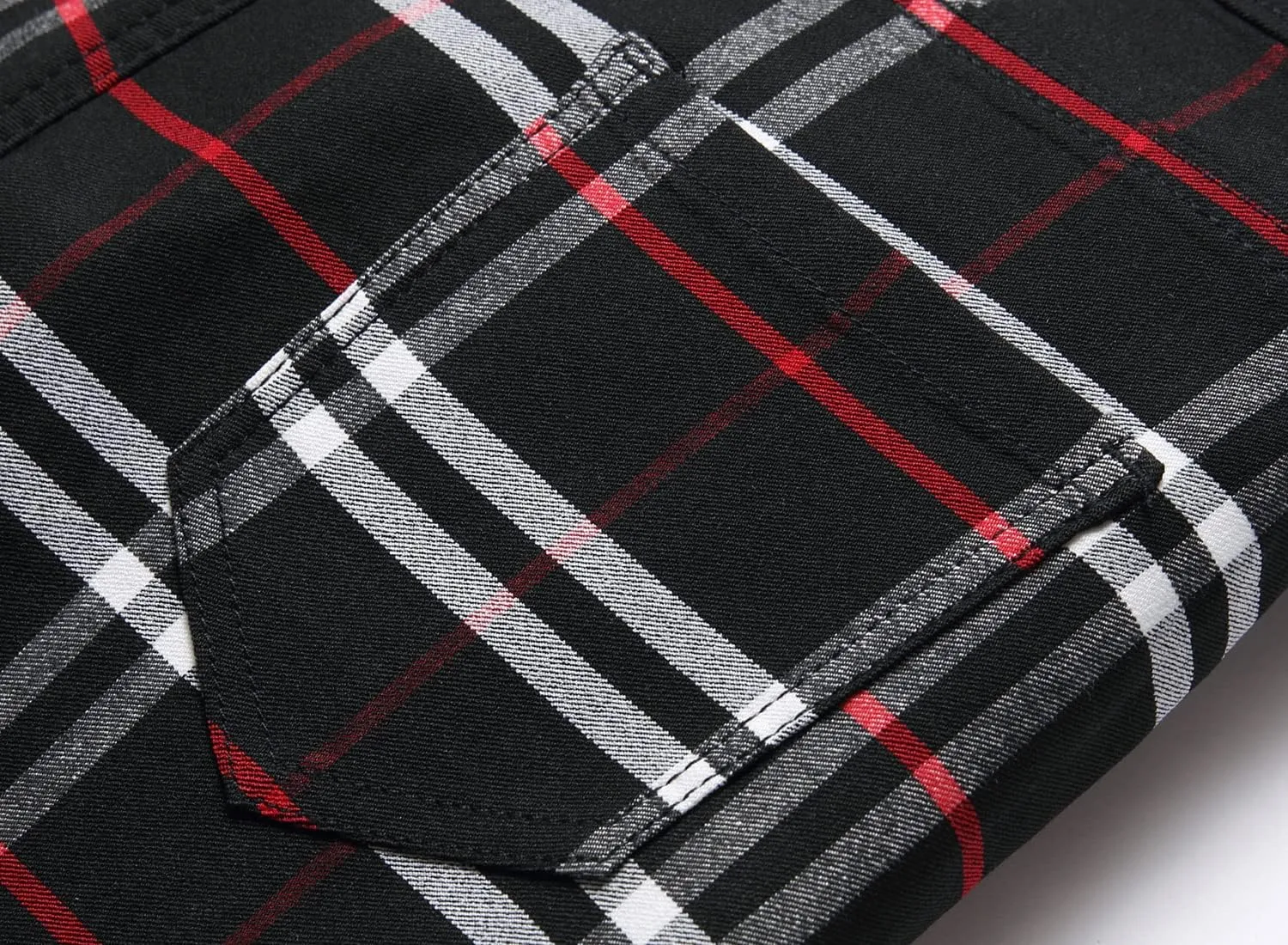 JE&NS Men's Stretch Slim Fit Flat-Front Casual Skinny Chinos Plaid Dress Pants