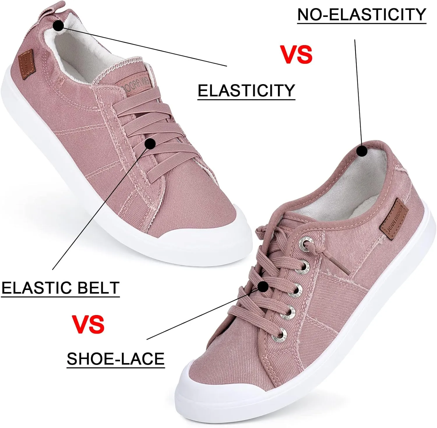 JENN ARDOR Women's Canvas Sneaker Slip-ons Loafers Shoes for Womens Fashion Casual Canvas Round Toe Soft Comfortable Walking Flats