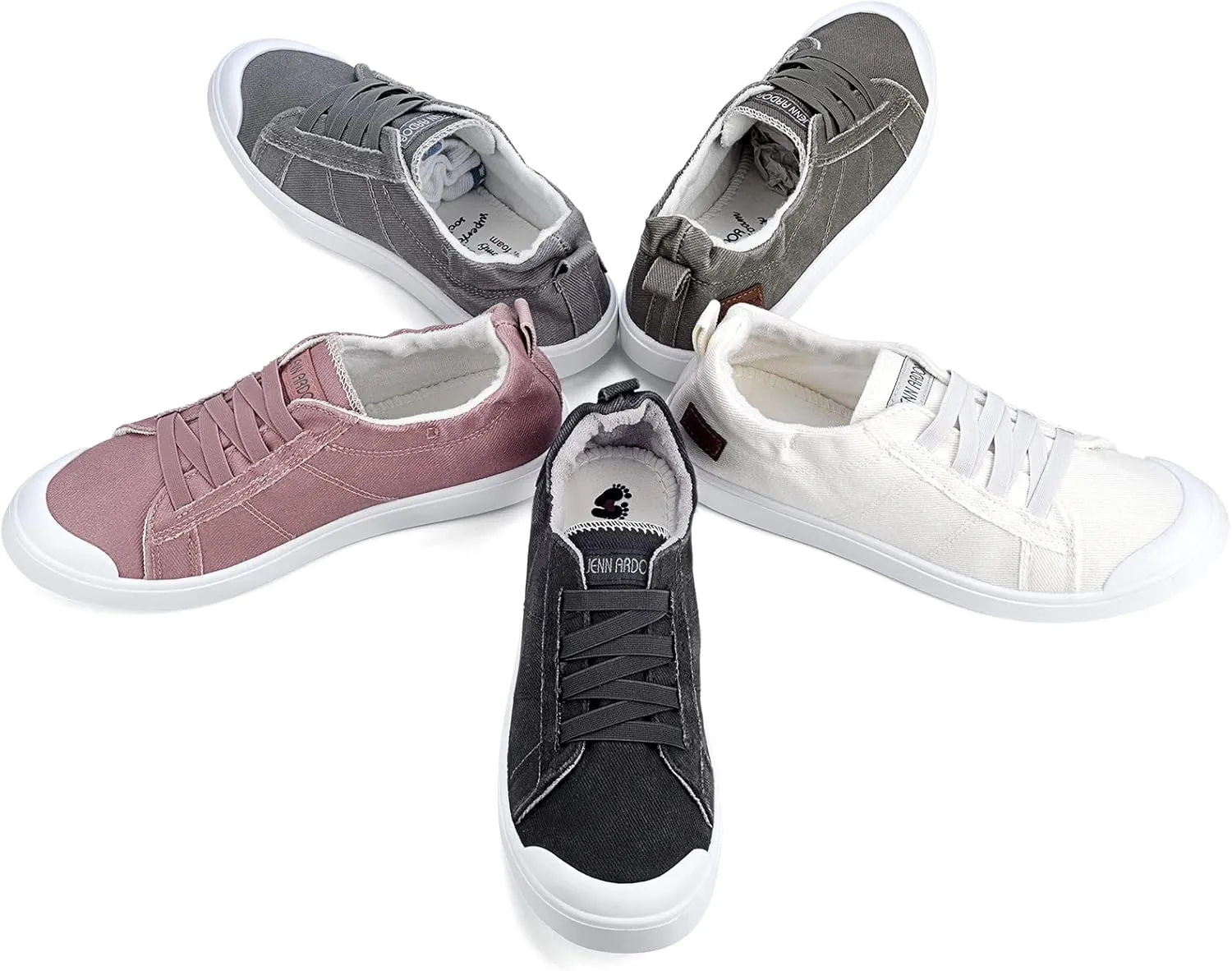 JENN ARDOR Women's Canvas Sneaker Slip-ons Loafers Shoes for Womens Fashion Casual Canvas Round Toe Soft Comfortable Walking Flats