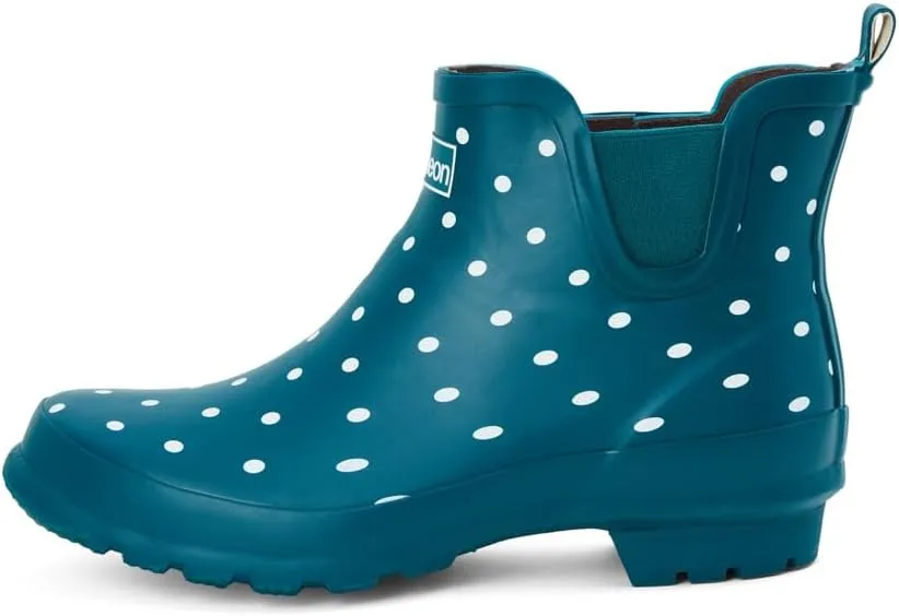 Jileon Womens Ankle Height Waterproof Rubber Rain Boots - Designed For Wide Feet & Wide Calves - Easy to Slip on and Off