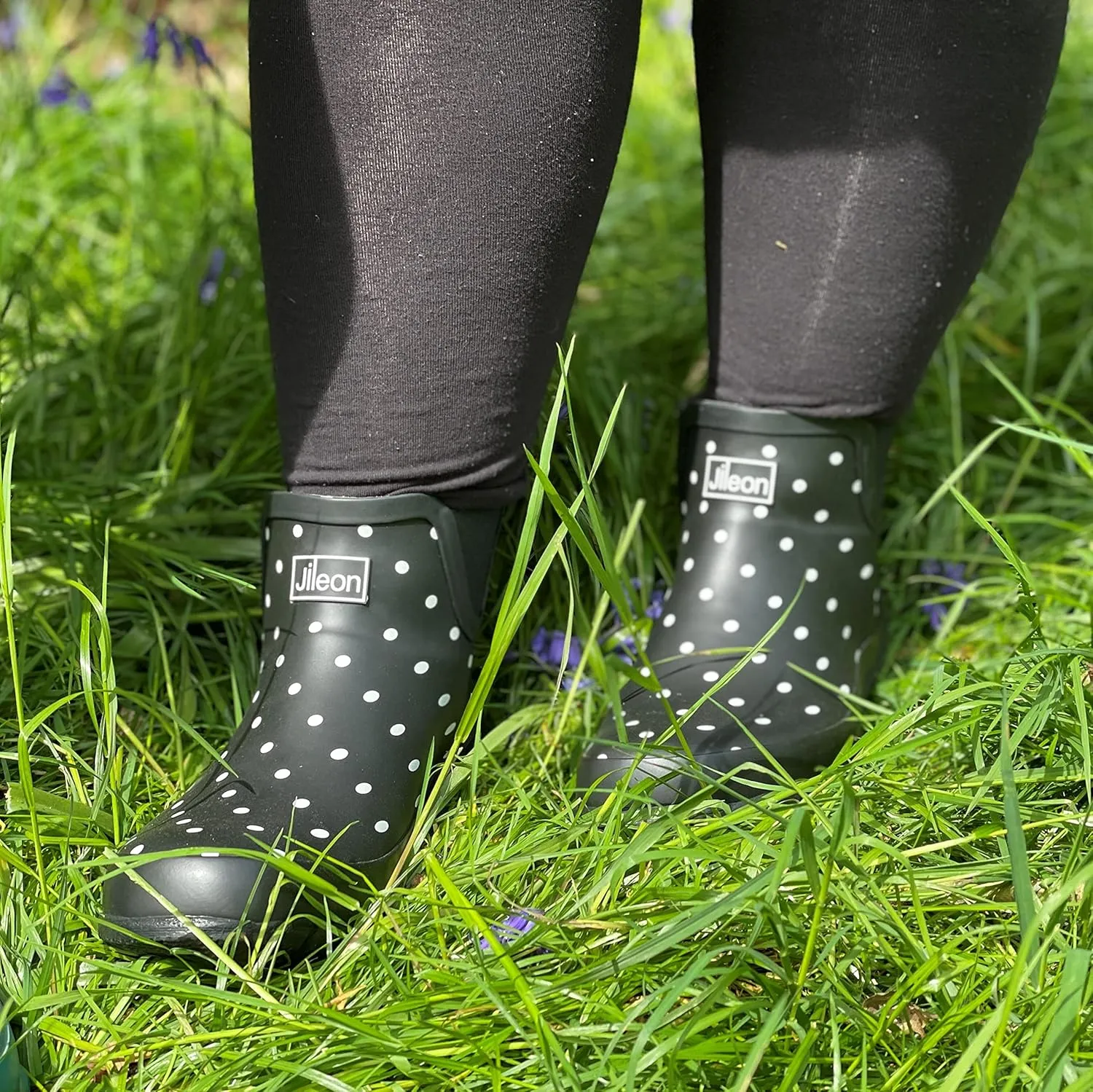 Jileon Womens Ankle Height Waterproof Rubber Rain Boots - Designed For Wide Feet & Wide Calves - Easy to Slip on and Off