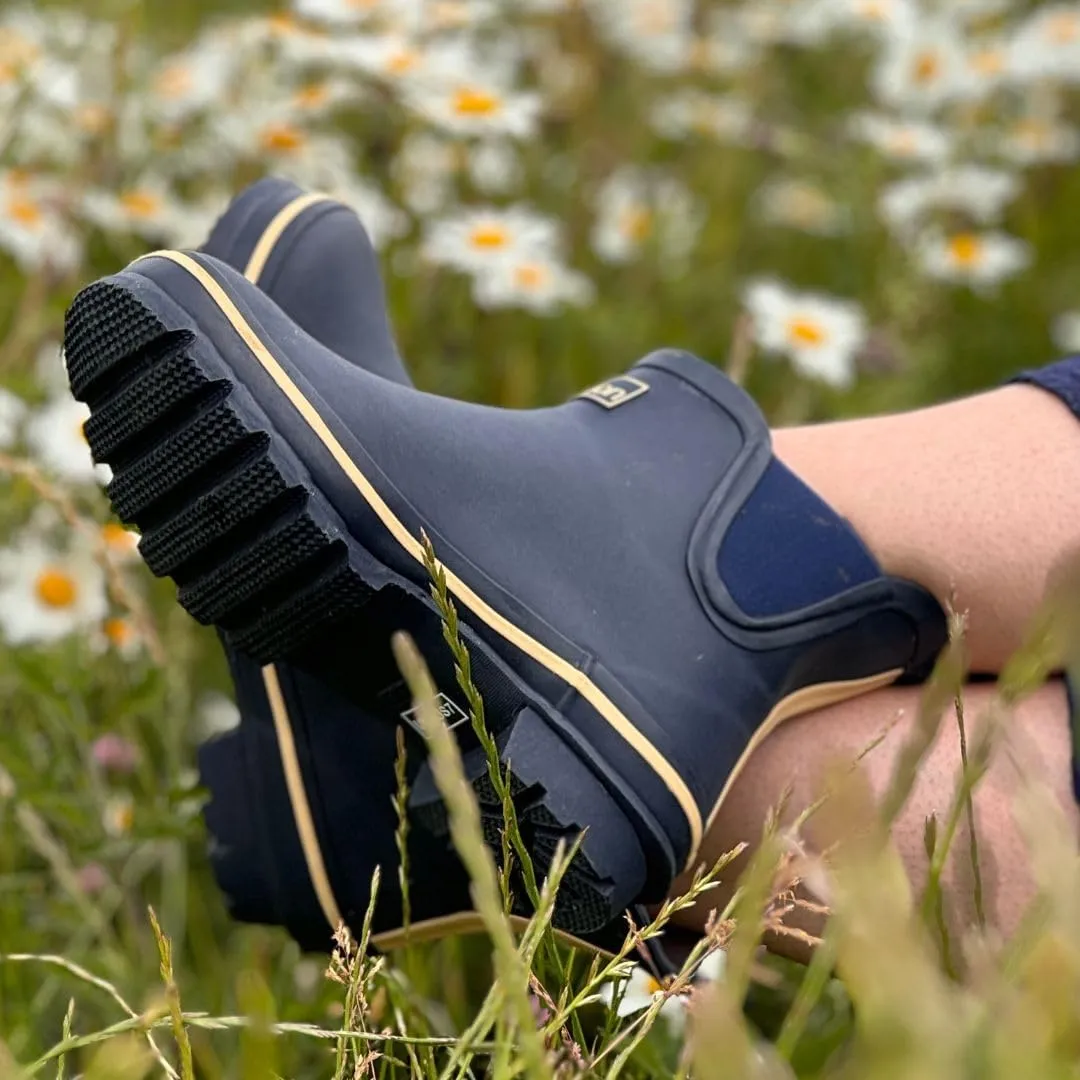 Jileon Womens Ankle Height Waterproof Rubber Rain Boots - Designed For Wide Feet & Wide Calves - Easy to Slip on and Off