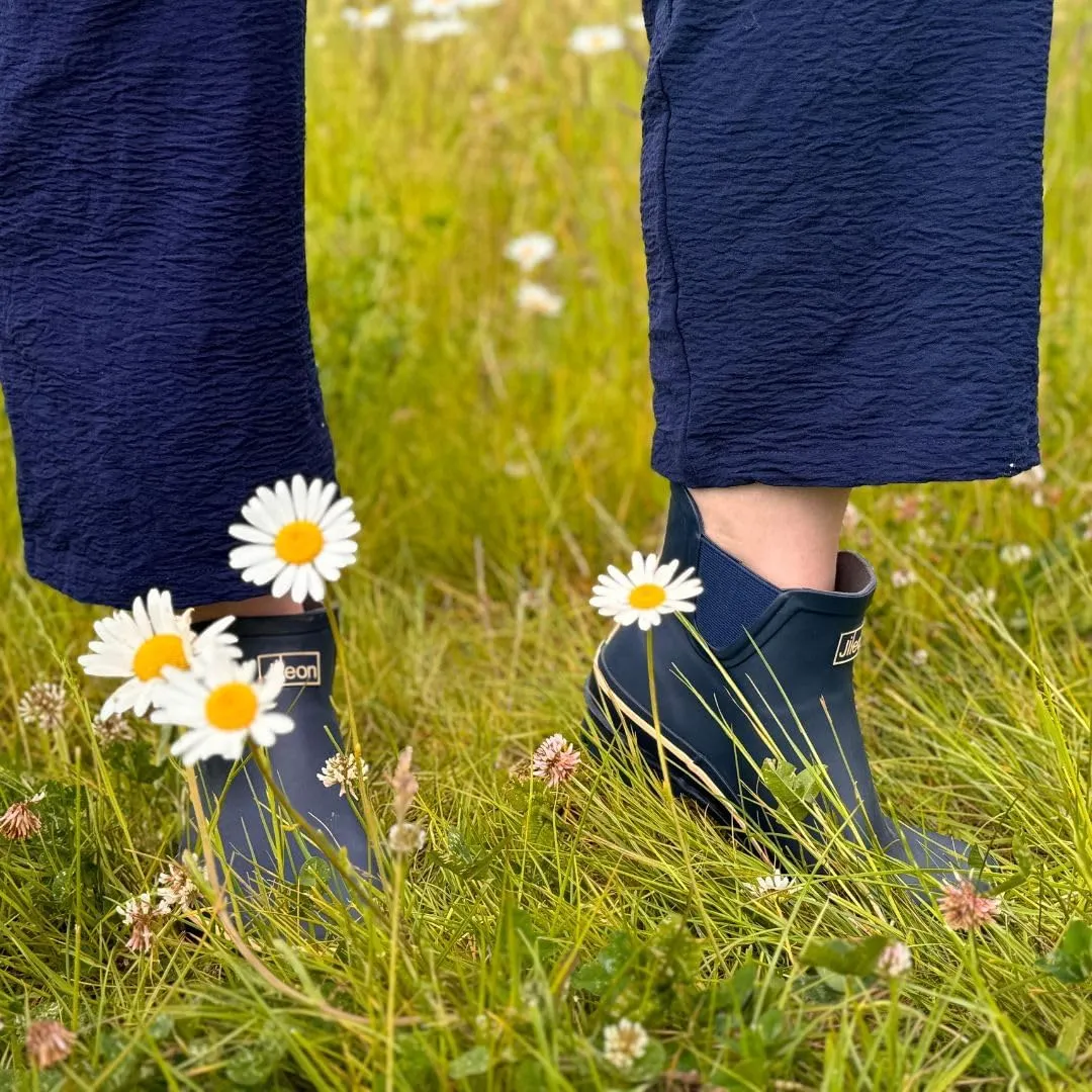 Jileon Womens Ankle Height Waterproof Rubber Rain Boots - Designed For Wide Feet & Wide Calves - Easy to Slip on and Off