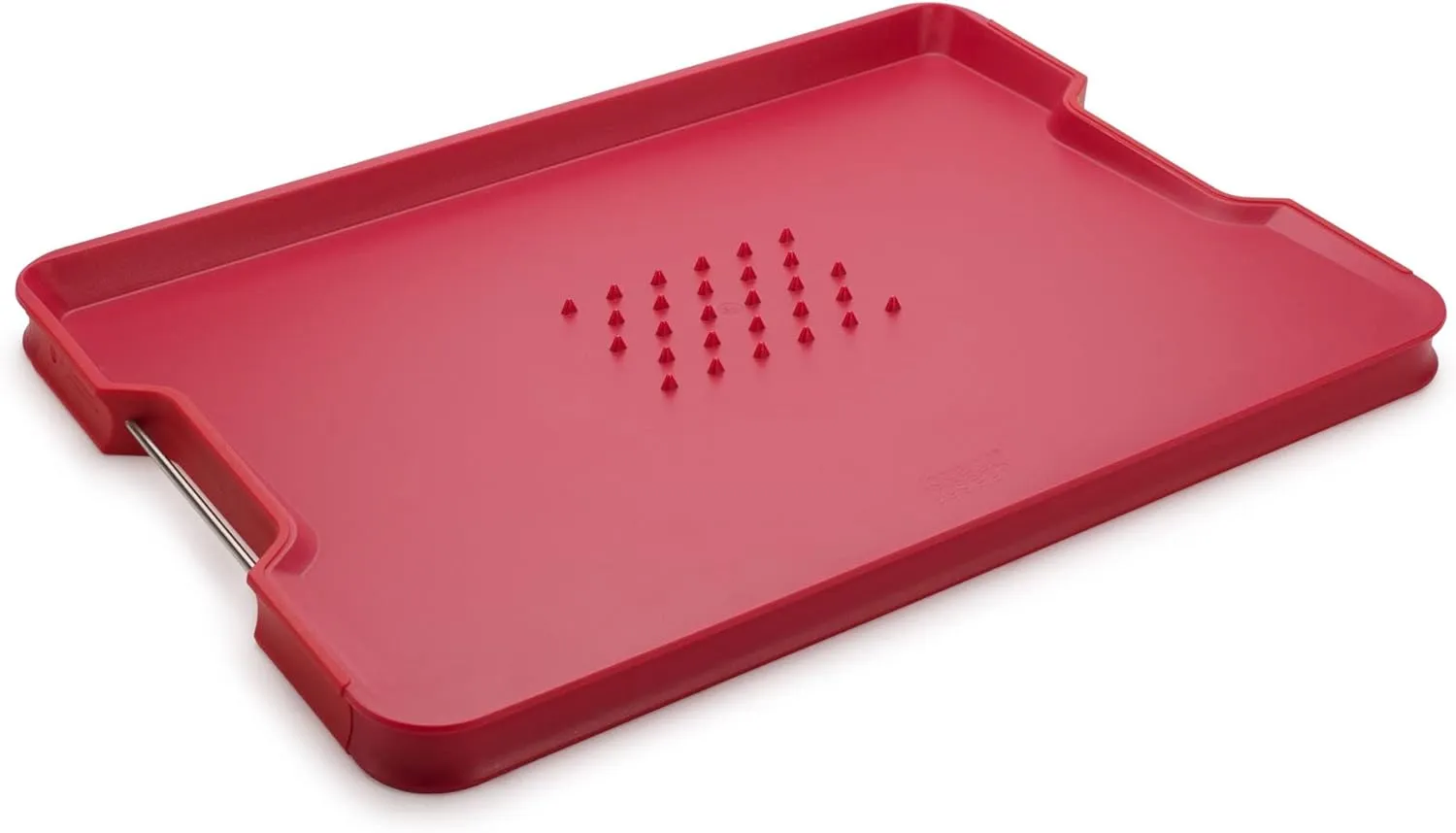 Joseph Joseph Cut&Carve Plus - Non-Slip, Multi-Function, Double-Sided Cutting Board for Food Preparation and Carving- Dishwasher Safe, Red