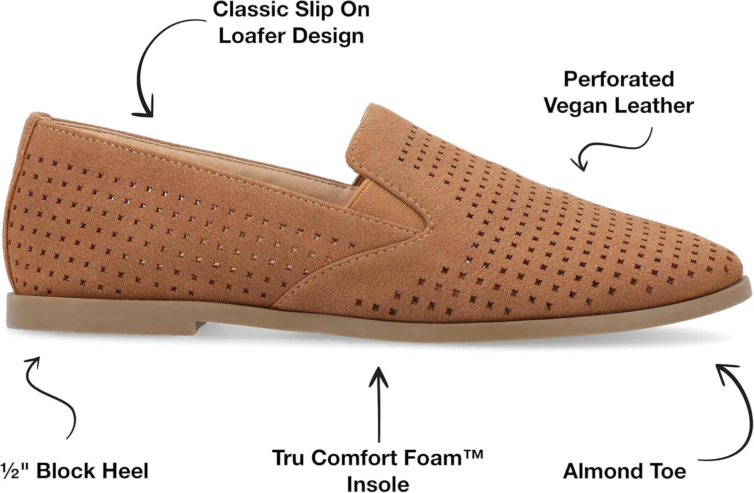 Journee Womens Lucie Tru Comfort Foam Slip On Almond Toe Loafer Dress Flats