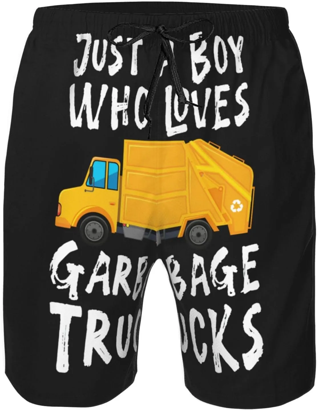 Just A Boy Who Loves Garbage Trucks Mens Swim Trunks Quick Dry Summer Beach Shorts
