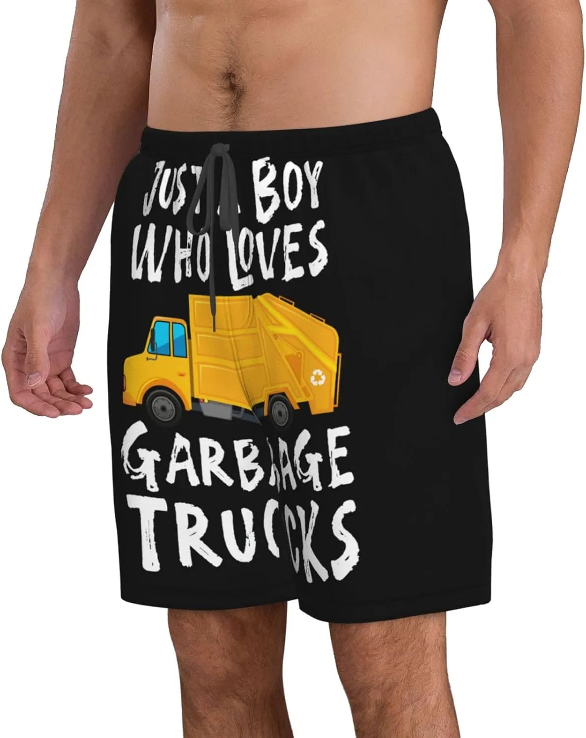 Just A Boy Who Loves Garbage Trucks Mens Swim Trunks Quick Dry Summer Beach Shorts