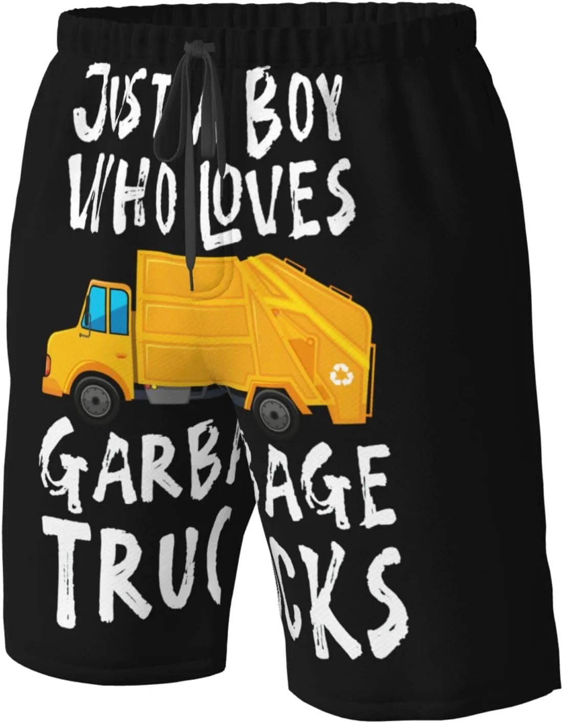 Just A Boy Who Loves Garbage Trucks Mens Swim Trunks Quick Dry Summer Beach Shorts