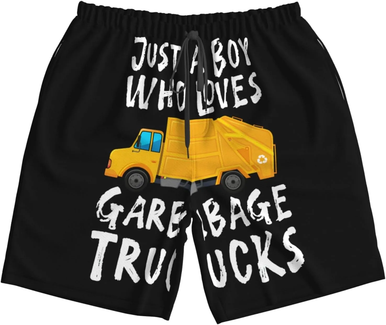 Just A Boy Who Loves Garbage Trucks Mens Swim Trunks Quick Dry Summer Beach Shorts