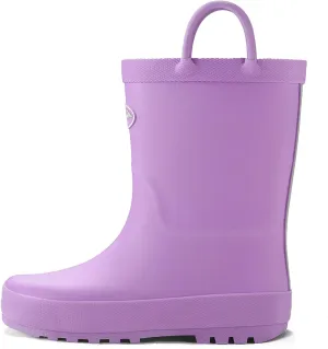 K KomForme Kids Rain Boots, Waterproof Rubber Matte Boots with Easy-on Handles