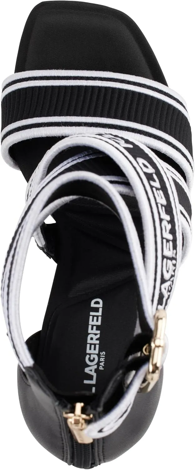 KARL LAGERFELD Women's Cushioned Insole Everyday Careliz-Strappy Sandal Heeled