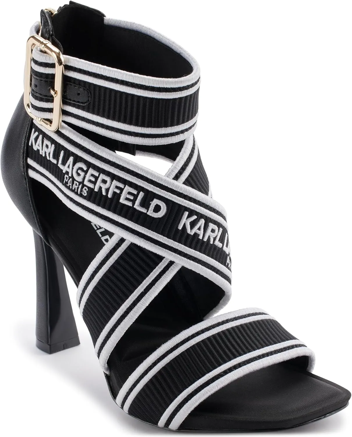 KARL LAGERFELD Women's Cushioned Insole Everyday Careliz-Strappy Sandal Heeled