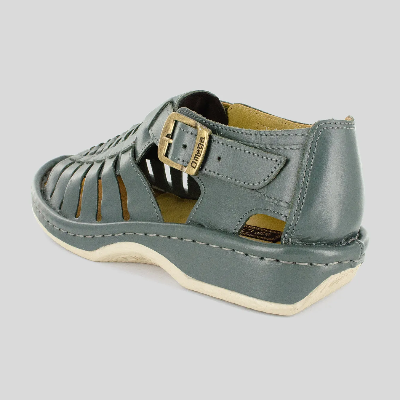 Kgosi : Leather Sandal in Charcoal Grey Soft Saddle
