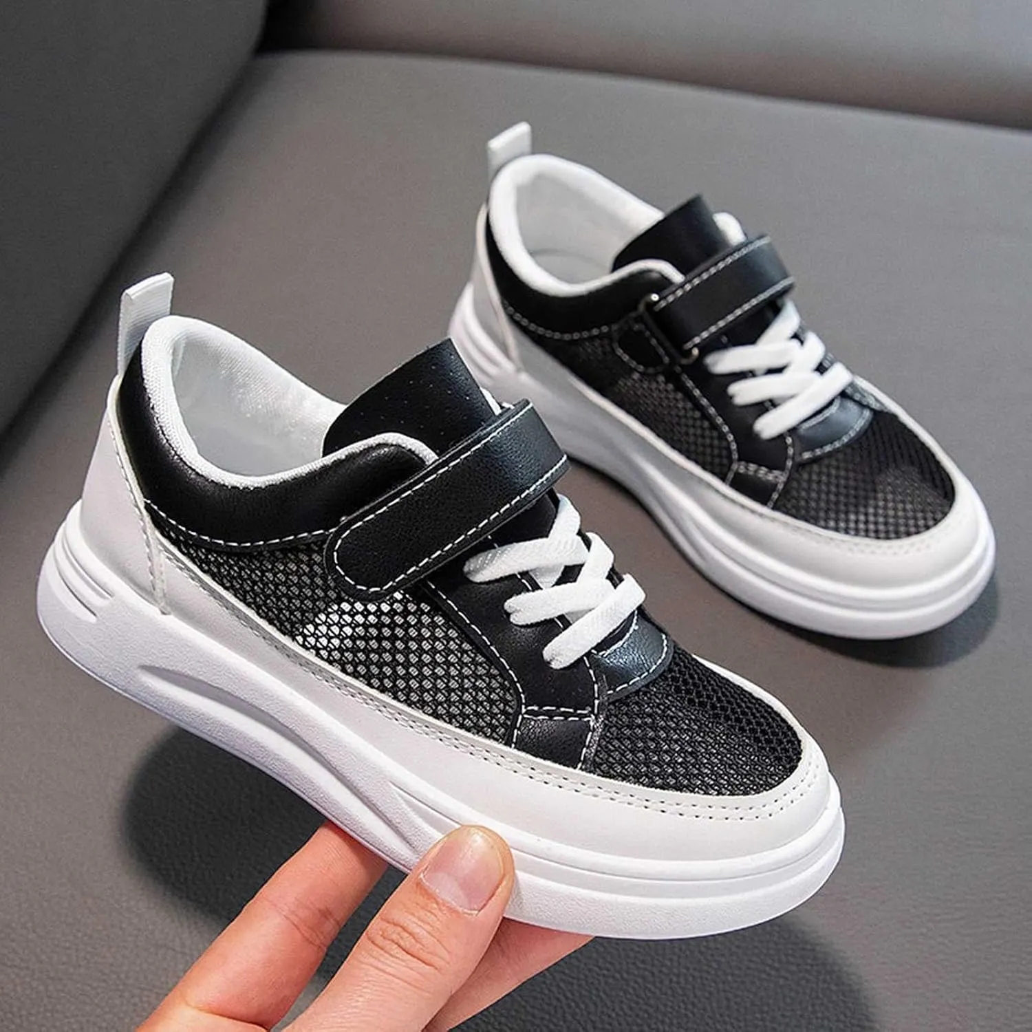 Kids Open Toe Lace-Up Sport Shoes Boys Girls Memory Foam Soft Sole Sneaker Mesh Breathable Comfy Non Slip Loafers Shoes
