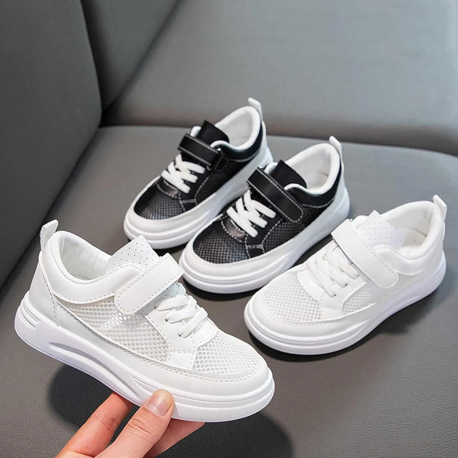 Kids Open Toe Lace-Up Sport Shoes Boys Girls Memory Foam Soft Sole Sneaker Mesh Breathable Comfy Non Slip Loafers Shoes