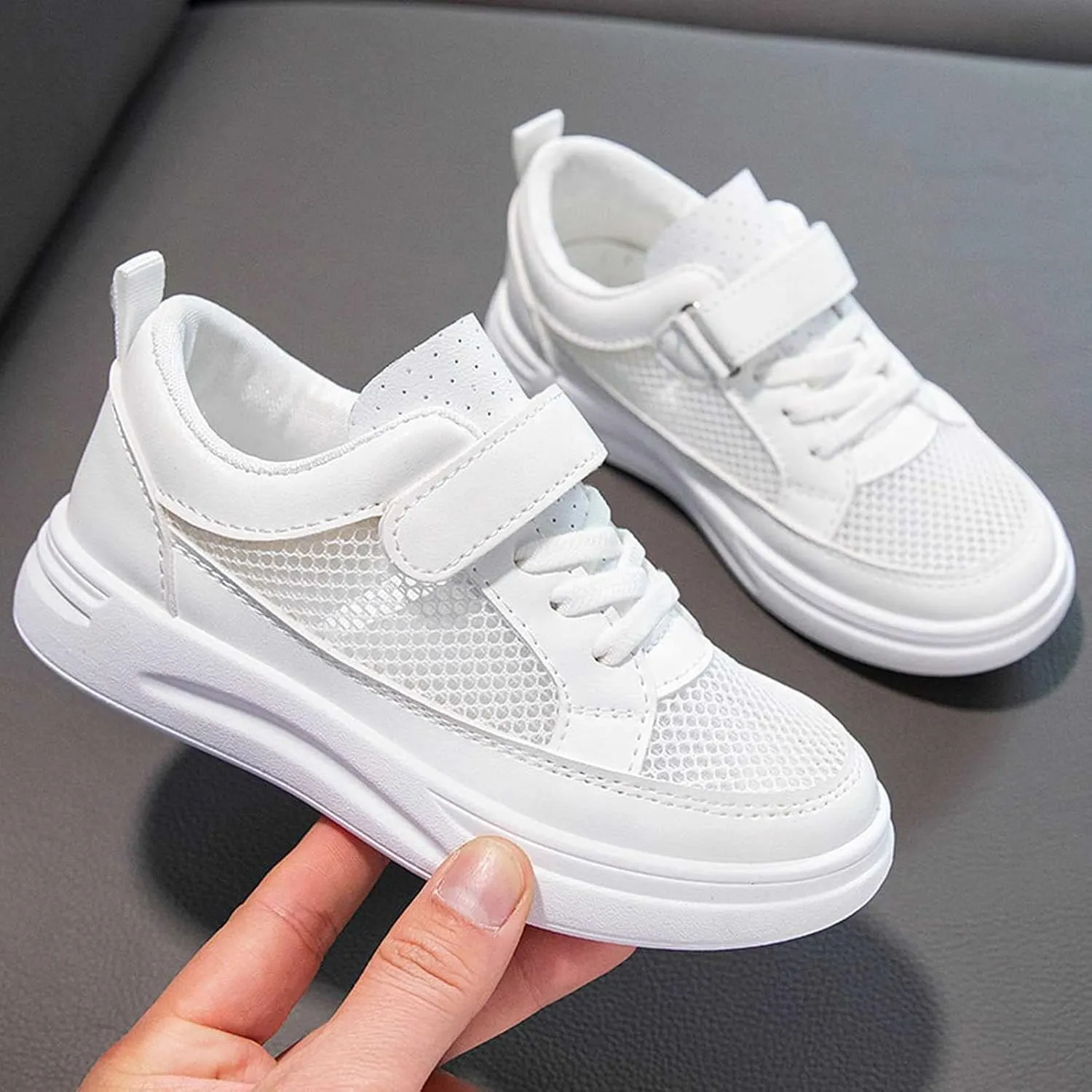 Kids Open Toe Lace-Up Sport Shoes Boys Girls Memory Foam Soft Sole Sneaker Mesh Breathable Comfy Non Slip Loafers Shoes