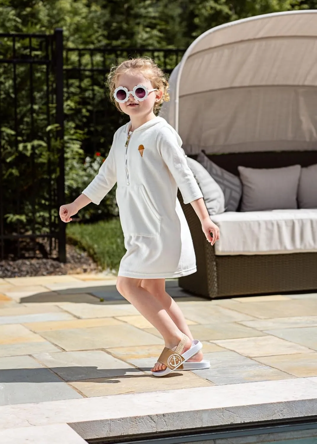 Kids Pool Slippers, Waterproof Slingback Slides, For poolside, Beach, Boating, Sprinkler, Sildes That Stay On Around Water