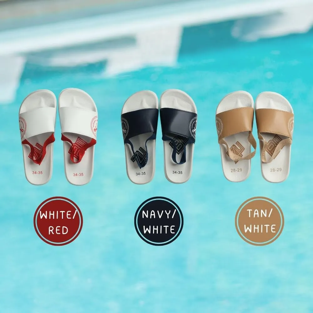 Kids Pool Slippers, Waterproof Slingback Slides, For poolside, Beach, Boating, Sprinkler, Sildes That Stay On Around Water