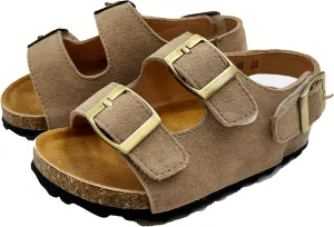 Kids Toddler Sandals Boys Girls Cork Footbed Sandal Comfort Double Buckle Slip On Slippers with Adjustable Back Strap