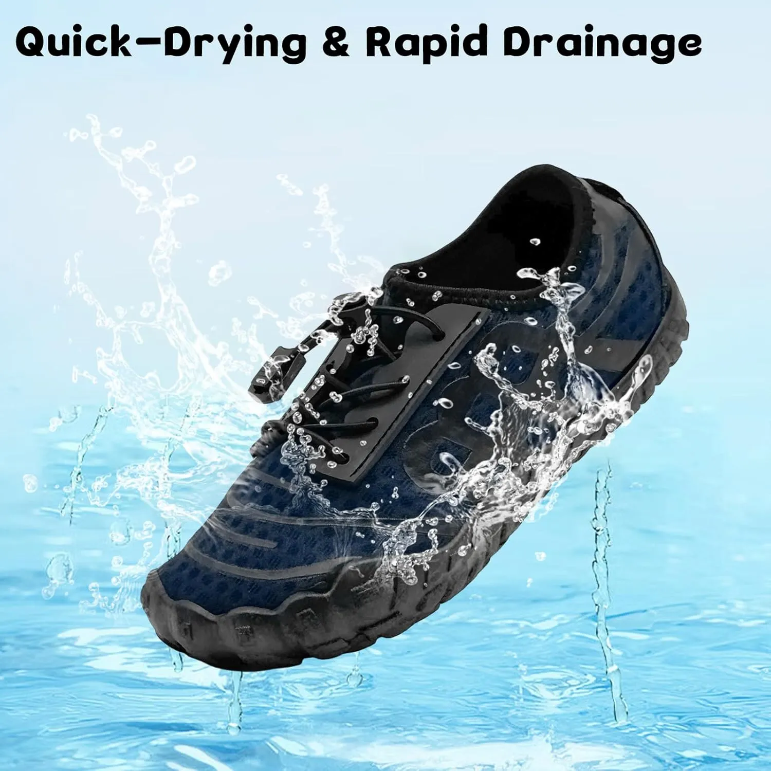 Kids Water Shoes Boys Girls Quick-Dry Beach Lightweight Toddler Barefoot Shoes Slip On Soft Walking Sneakers for Swim Beach Pool Black