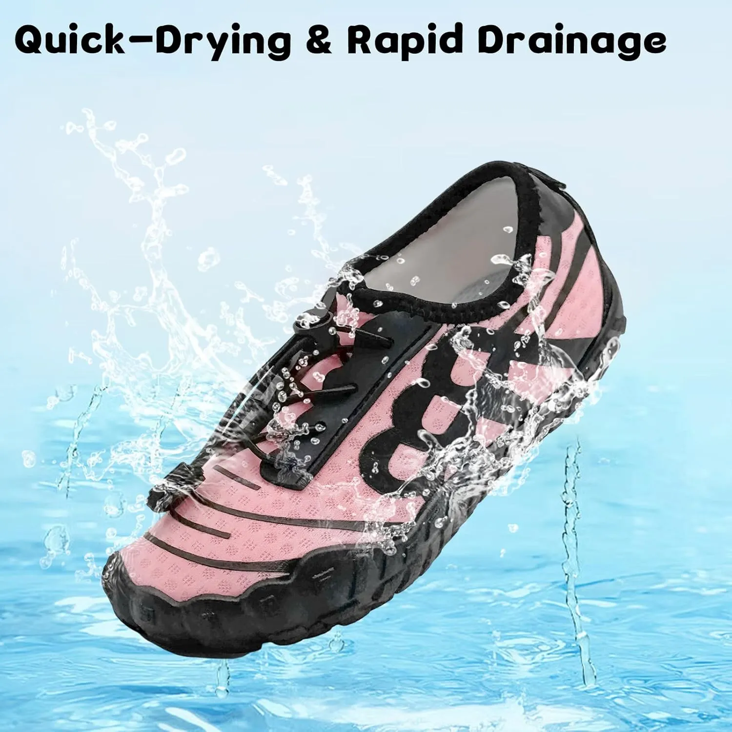 Kids Water Shoes Boys Girls Quick-Dry Beach Lightweight Toddler Barefoot Shoes Slip On Soft Walking Sneakers for Swim Beach Pool Black