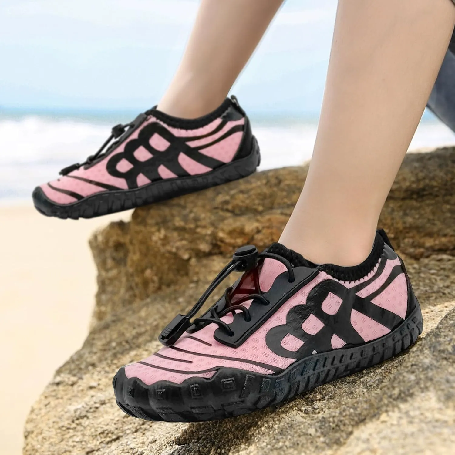 Kids Water Shoes Boys Girls Quick-Dry Beach Lightweight Toddler Barefoot Shoes Slip On Soft Walking Sneakers for Swim Beach Pool Black