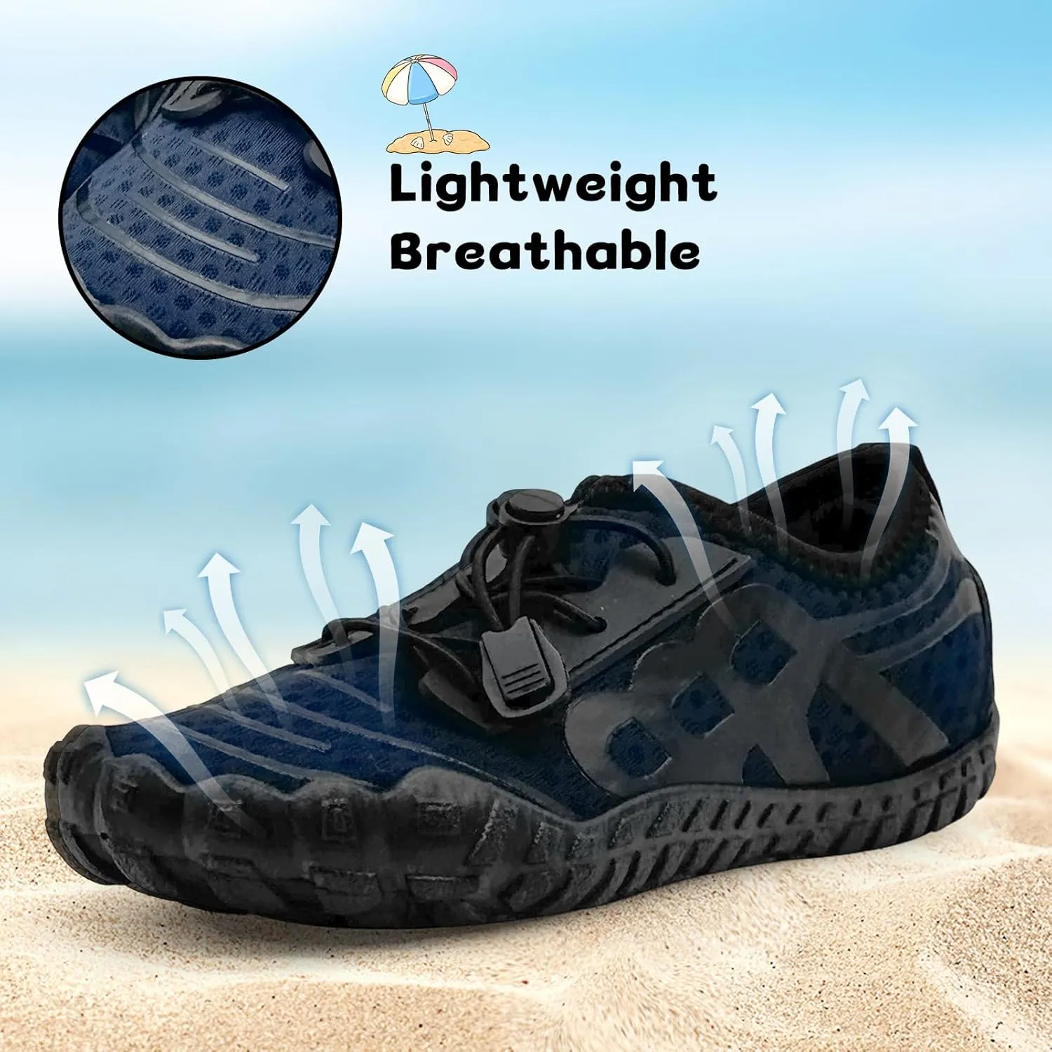 Kids Water Shoes Boys Girls Quick-Dry Beach Lightweight Toddler Barefoot Shoes Slip On Soft Walking Sneakers for Swim Beach Pool Black
