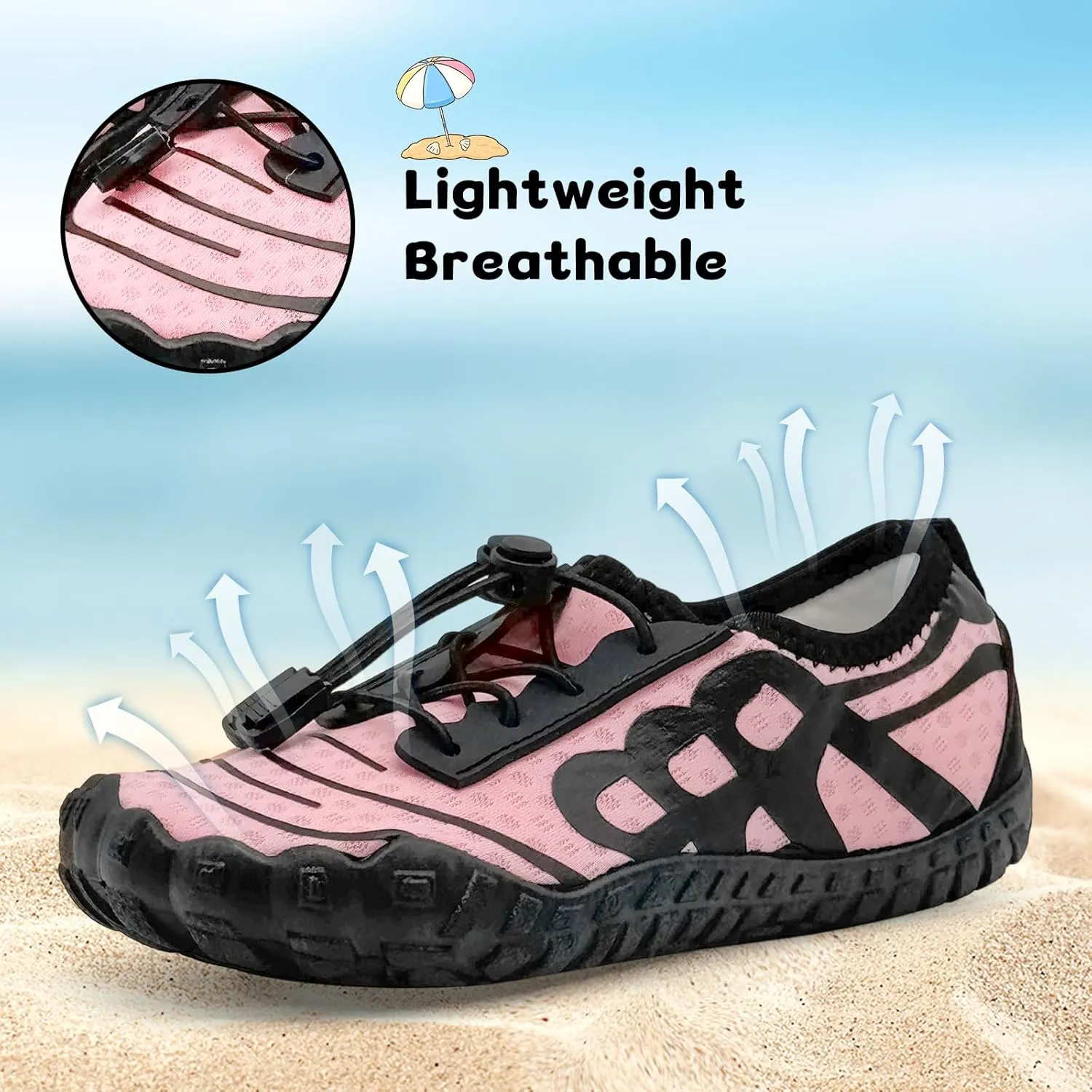 Kids Water Shoes Boys Girls Quick-Dry Beach Lightweight Toddler Barefoot Shoes Slip On Soft Walking Sneakers for Swim Beach Pool Black