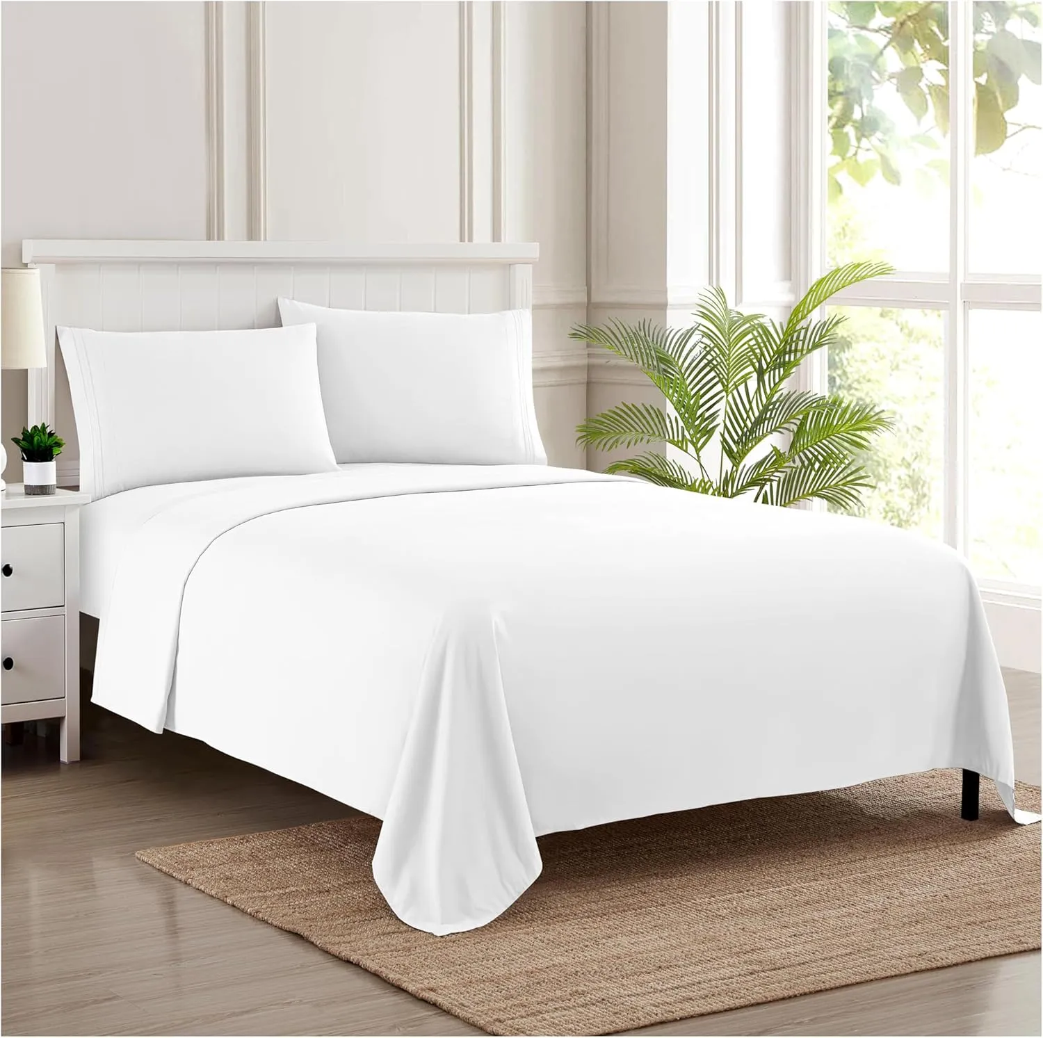 King Size Sheets - Breathable Luxury Bed Sheets with Full Elastic & Secure Corner Straps Built In - 1800 Supreme Collection Extra Soft Deep Pocket Bedding Set, Sheet Set, King, White