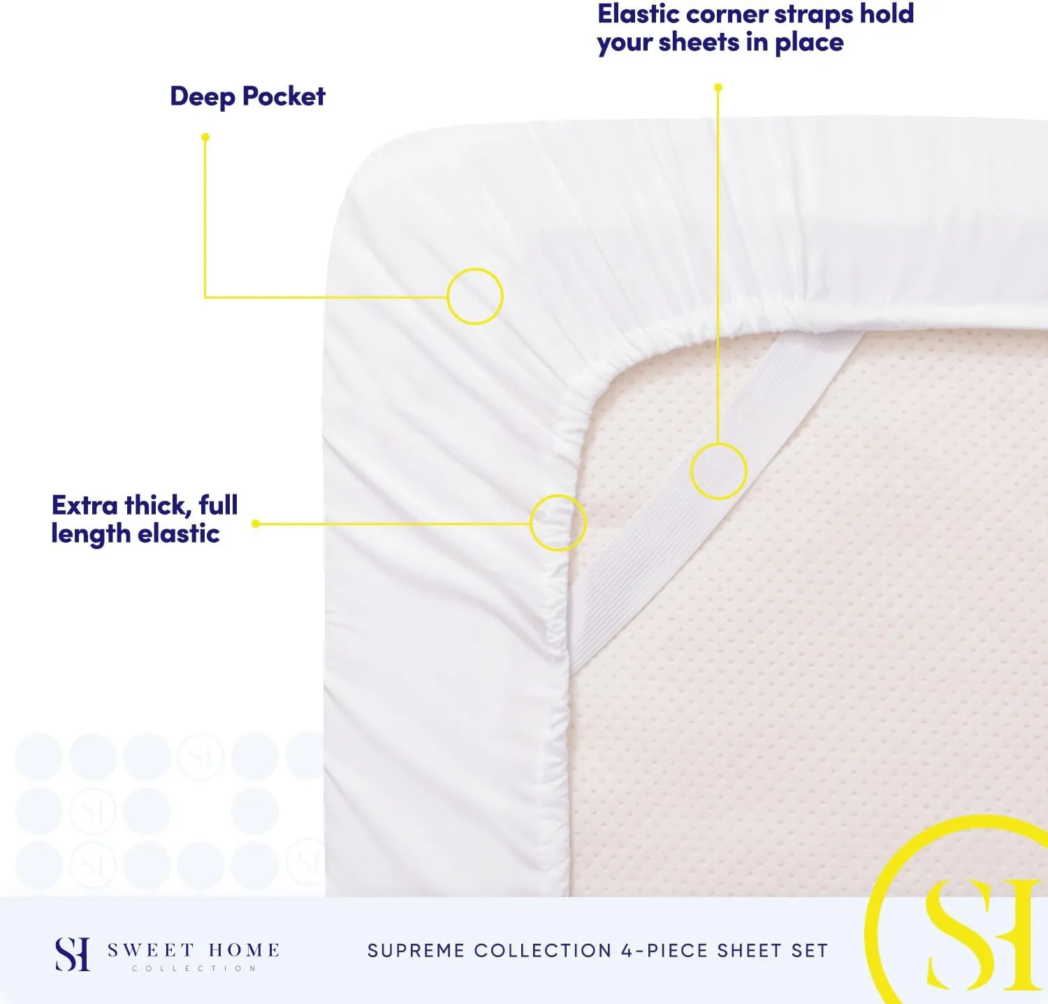 King Size Sheets - Breathable Luxury Bed Sheets with Full Elastic & Secure Corner Straps Built In - 1800 Supreme Collection Extra Soft Deep Pocket Bedding Set, Sheet Set, King, White