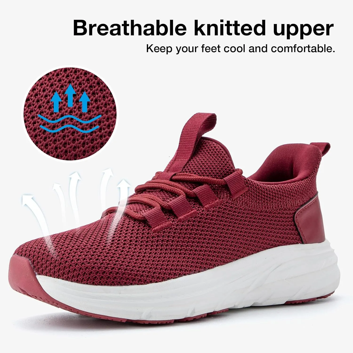 KOLILI Women's Wide Toe Box Shoes Easy Slip On Cushion Walking Sneakers