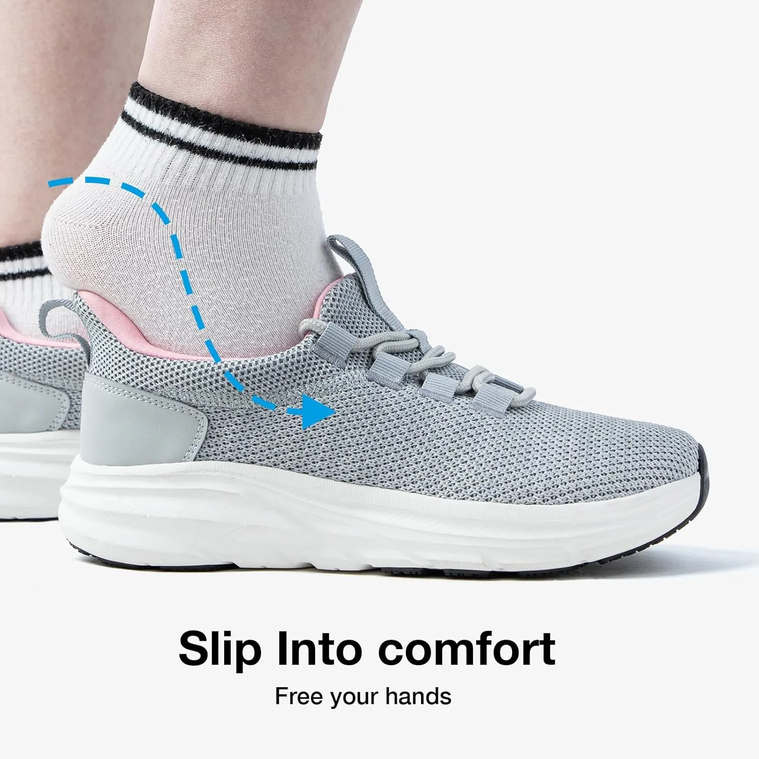 KOLILI Women's Wide Toe Box Shoes Easy Slip On Cushion Walking Sneakers