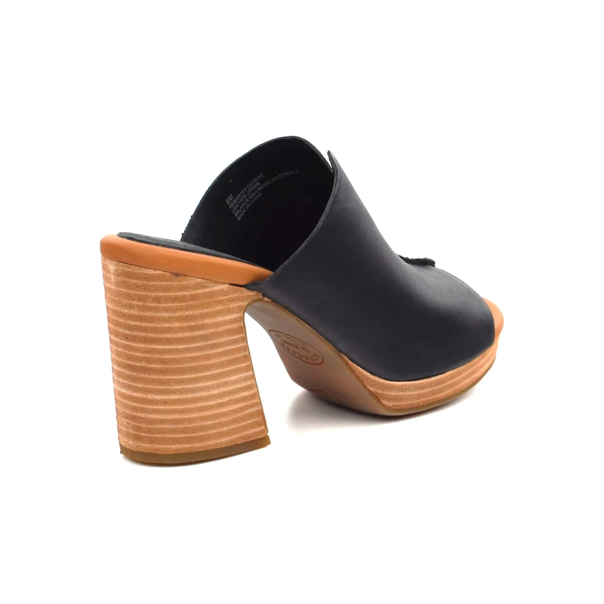 KORK-EASE Harlin Women's Wedge Sandal - Retro Slide with Buttery-Soft Leather and Flared Heel 8 Black