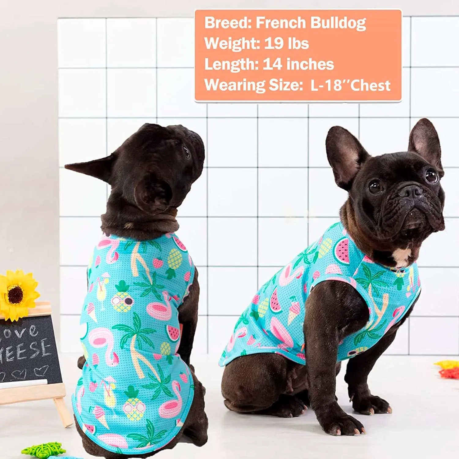 KYEESE 2 Pack Dog Shirts Hawaii Quick Dry Lightweight with Reflective Label Tank Top Sleeveless Vest Great for Summer Cat Clothes Flamingo Pattern Sun Protection, Small