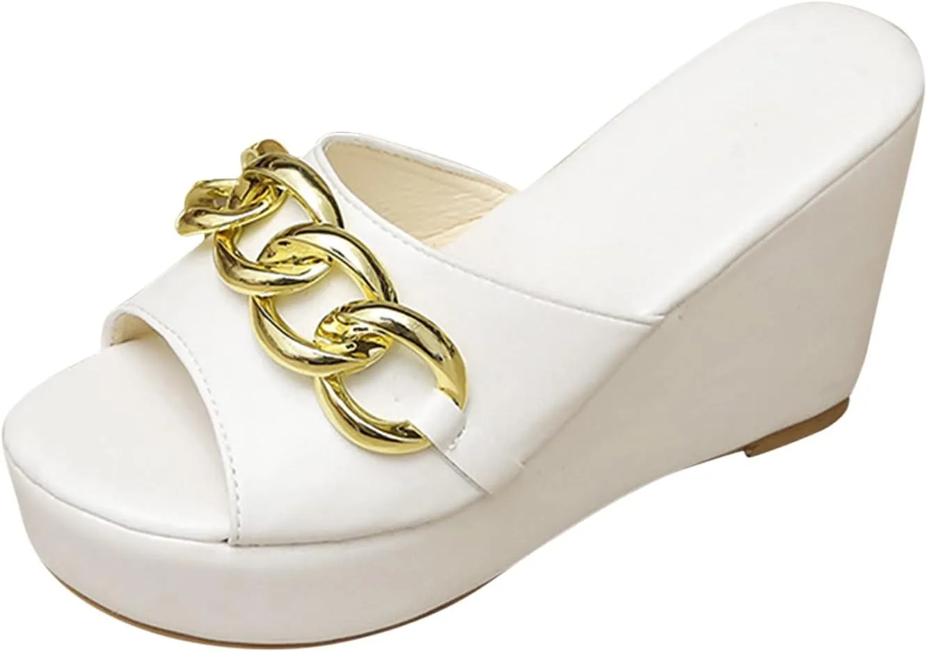 Ladies Platform High Heel Shoes Summer Dressy Slip on Slides Sloping Heels Slippers Open Toe Sandals for Women