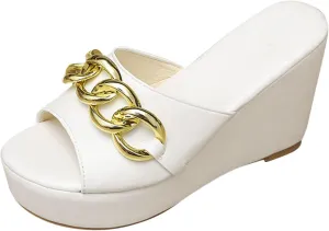 Ladies Platform High Heel Shoes Summer Dressy Slip on Slides Sloping Heels Slippers Open Toe Sandals for Women