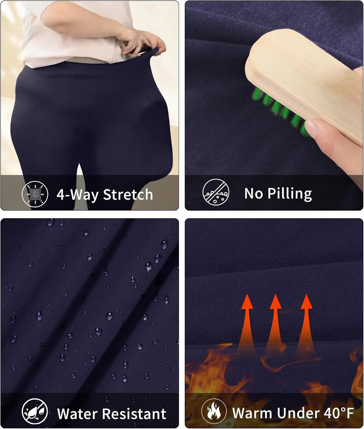 LALAGEN Womens Plus Size Fleece Lined Leggings Water Resistant Thermal Winter Warm High Waisted Workout Pants with Pockets