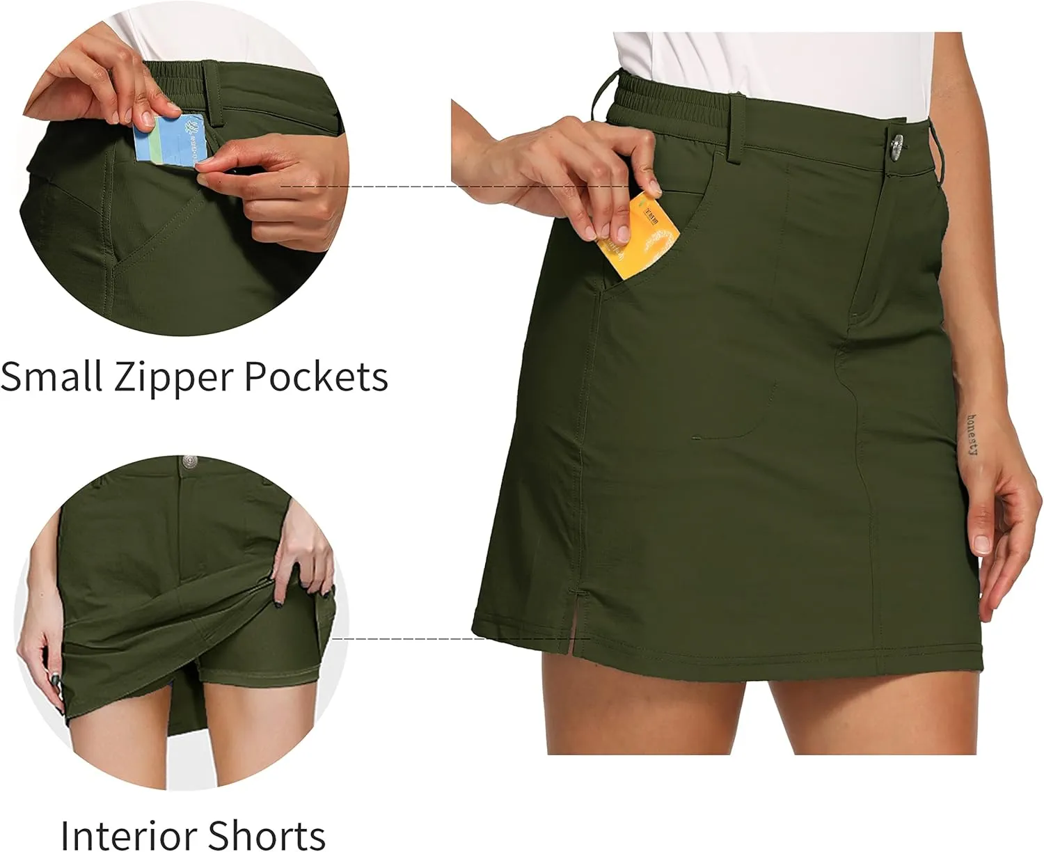 LastFor1 Women's Outdoor Skort Golf Skorts Active Athletic Skort UPF 50  Hiking Casual Skirt Quick Dry with Pockets