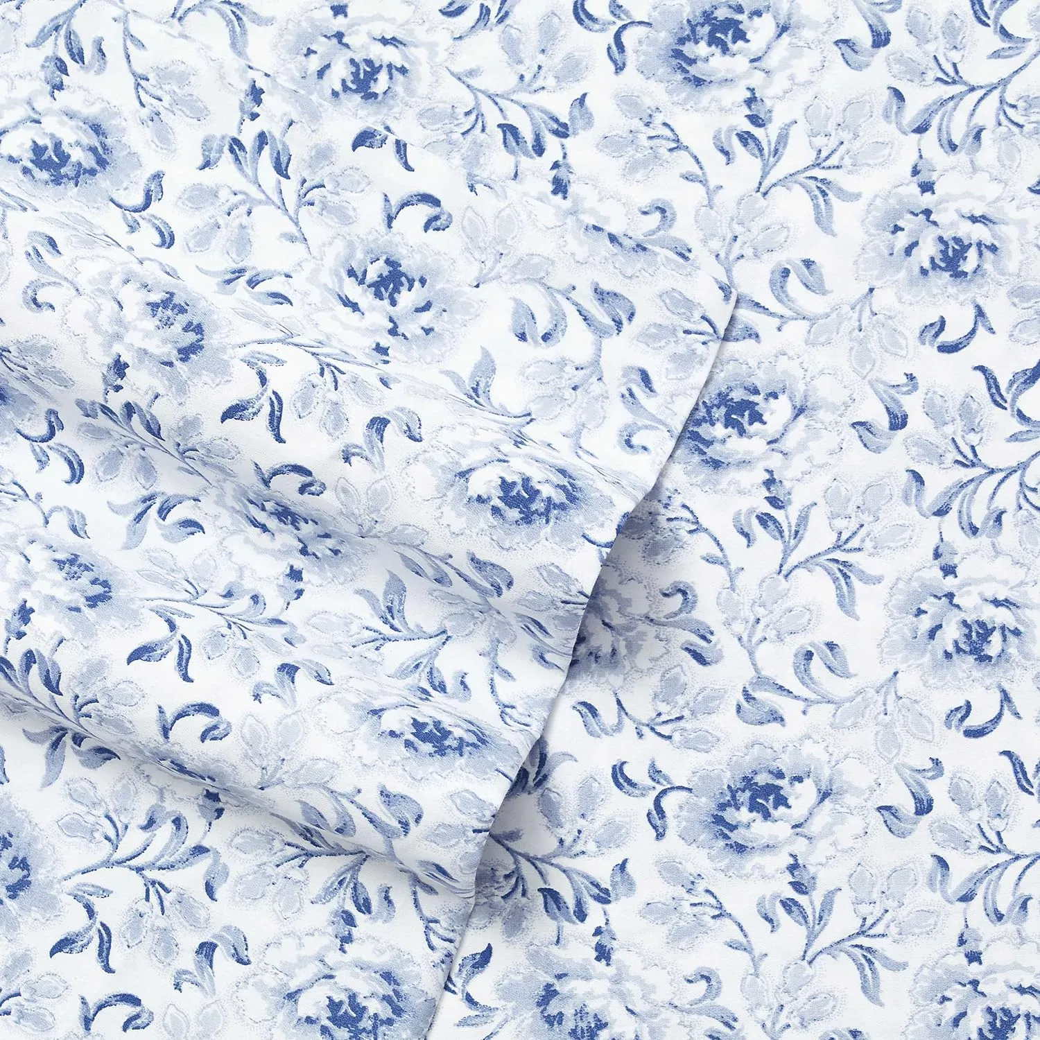 Laura Ashley - King Sheets, Soft Sateen Cotton Bedding Set - Sleek, Smooth, & Breathable Home Decor (Lorelei Dark Blue, King)
