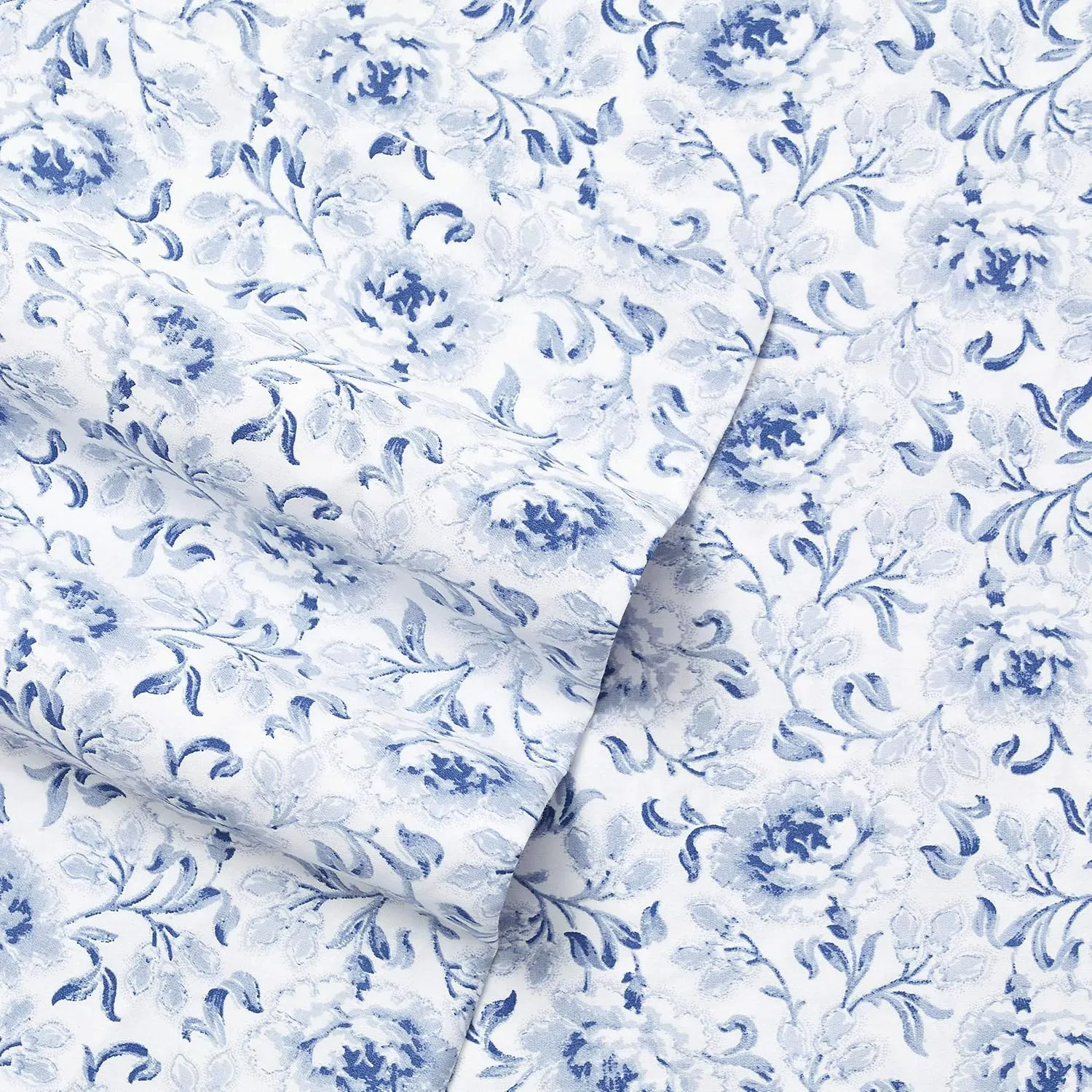 Laura Ashley - King Sheets, Soft Sateen Cotton Bedding Set - Sleek, Smooth, & Breathable Home Decor (Lorelei Dark Blue, King)