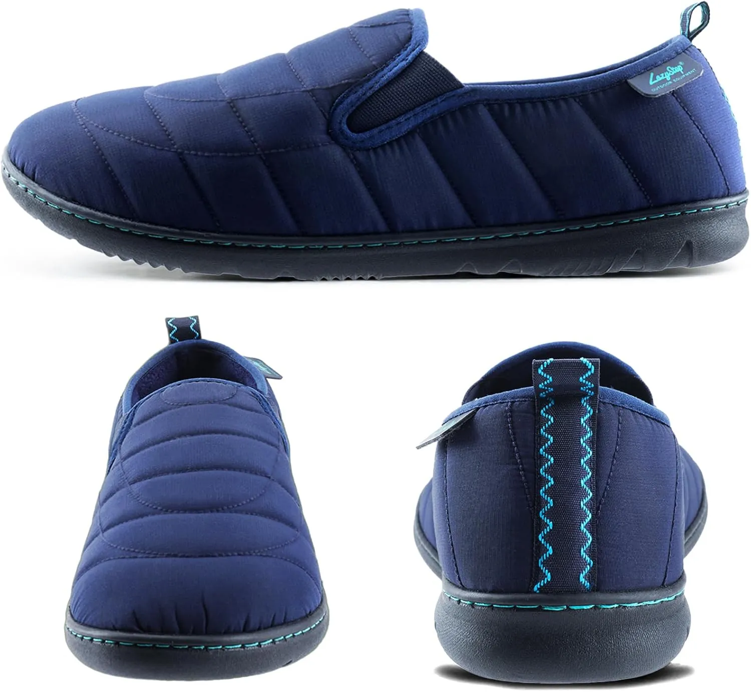 LazyStep Men's Loafer Slippers with Memory Foam and Indoor Outdoor House Shoes