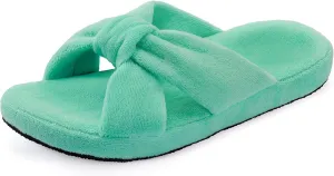 LazyStep Women's Crossband House Slippers, Open Toe House Shoes, Slip on Slides Indoor Outdoor