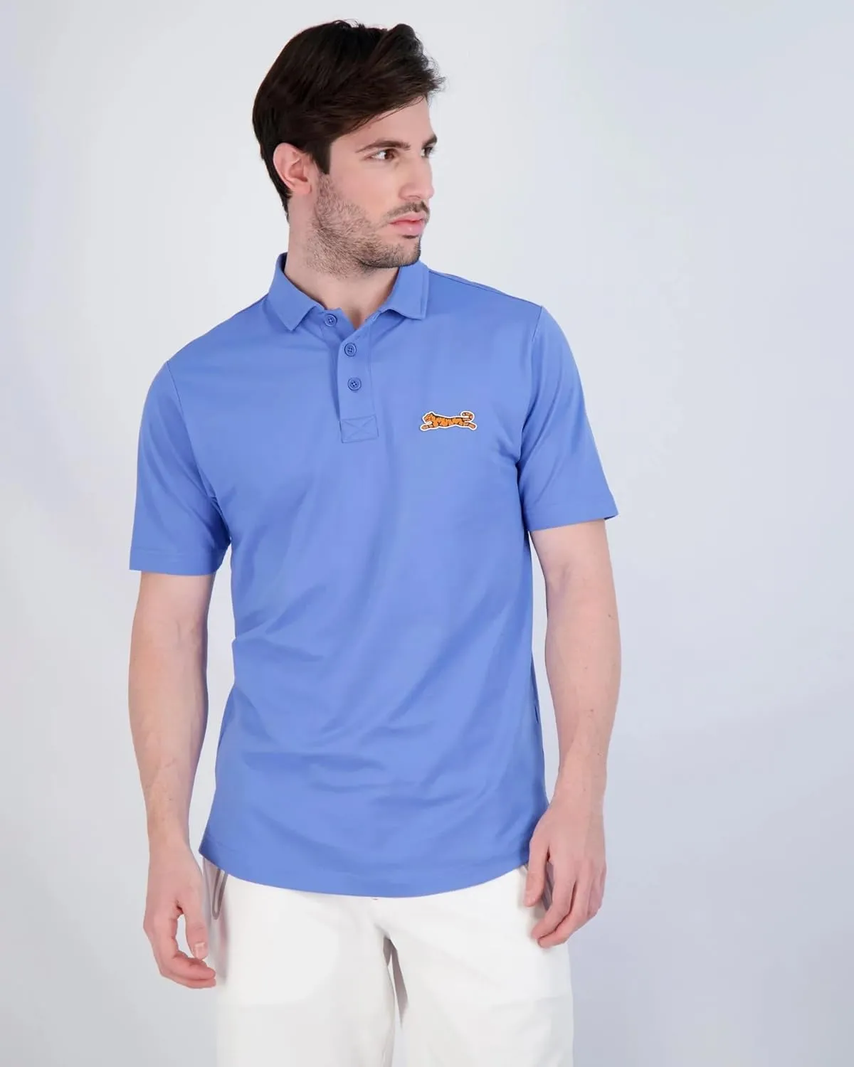 Le TIGRE Mens Classic Polo - Cotton, Polyester, and Elastane Blend Collared Short Sleeve Shirt with Button Closure