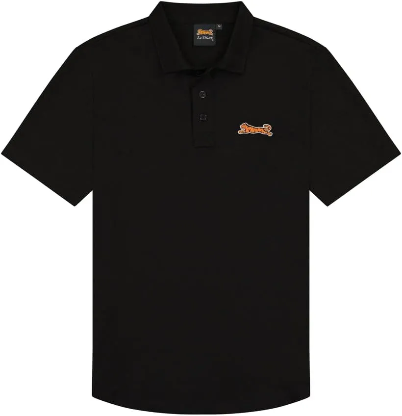Le TIGRE Mens Classic Polo - Cotton, Polyester, and Elastane Blend Collared Short Sleeve Shirt with Button Closure